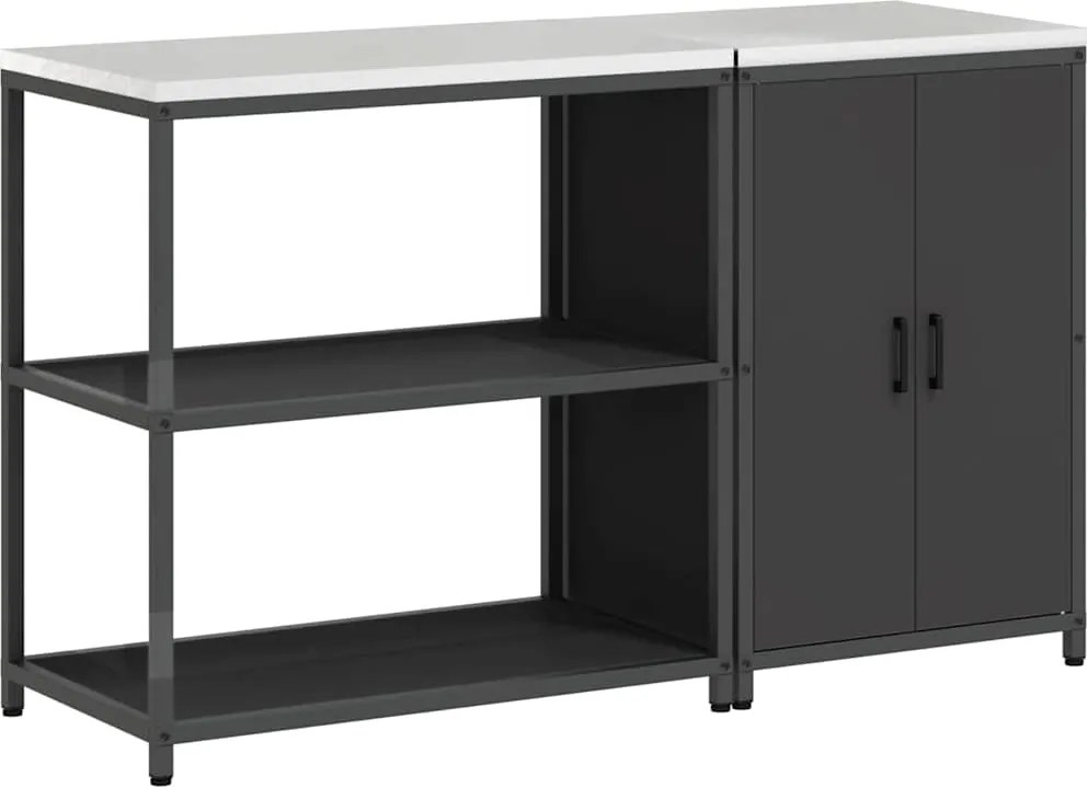 vidaXL Set de depozitare pentru bucătărie cu raft cu ușă 2 pcs Negru