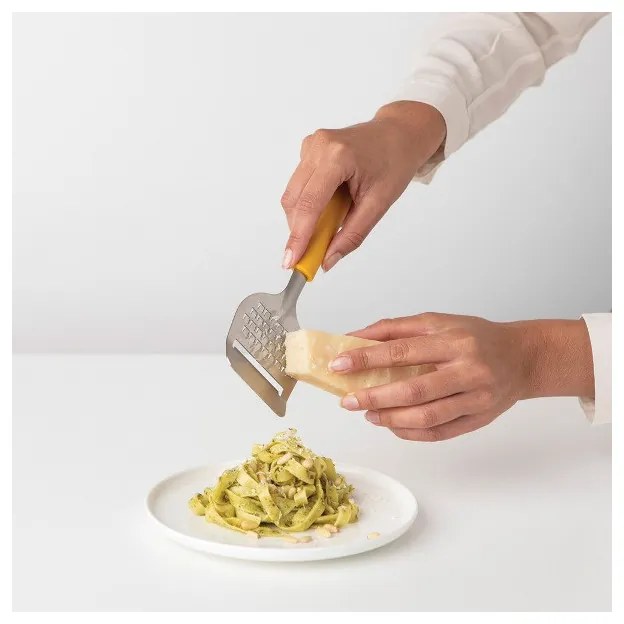 Cutit pentru branza cu razatoare Brabantia Tasty+ 1001191, Lama lustruita cu ultrasunete, Otel inoxidabil, Galben