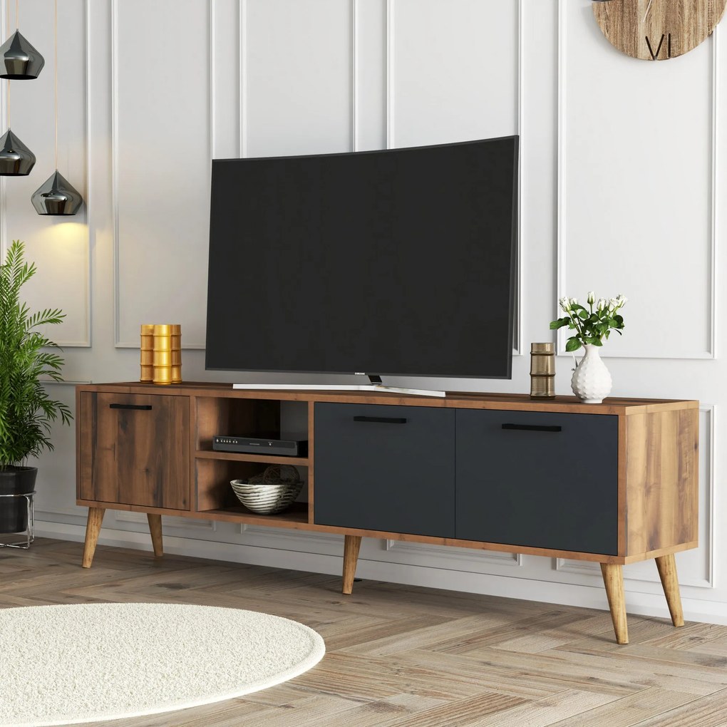 Masă TV/Dulap Essex (Nuc + Antracit). 1073458