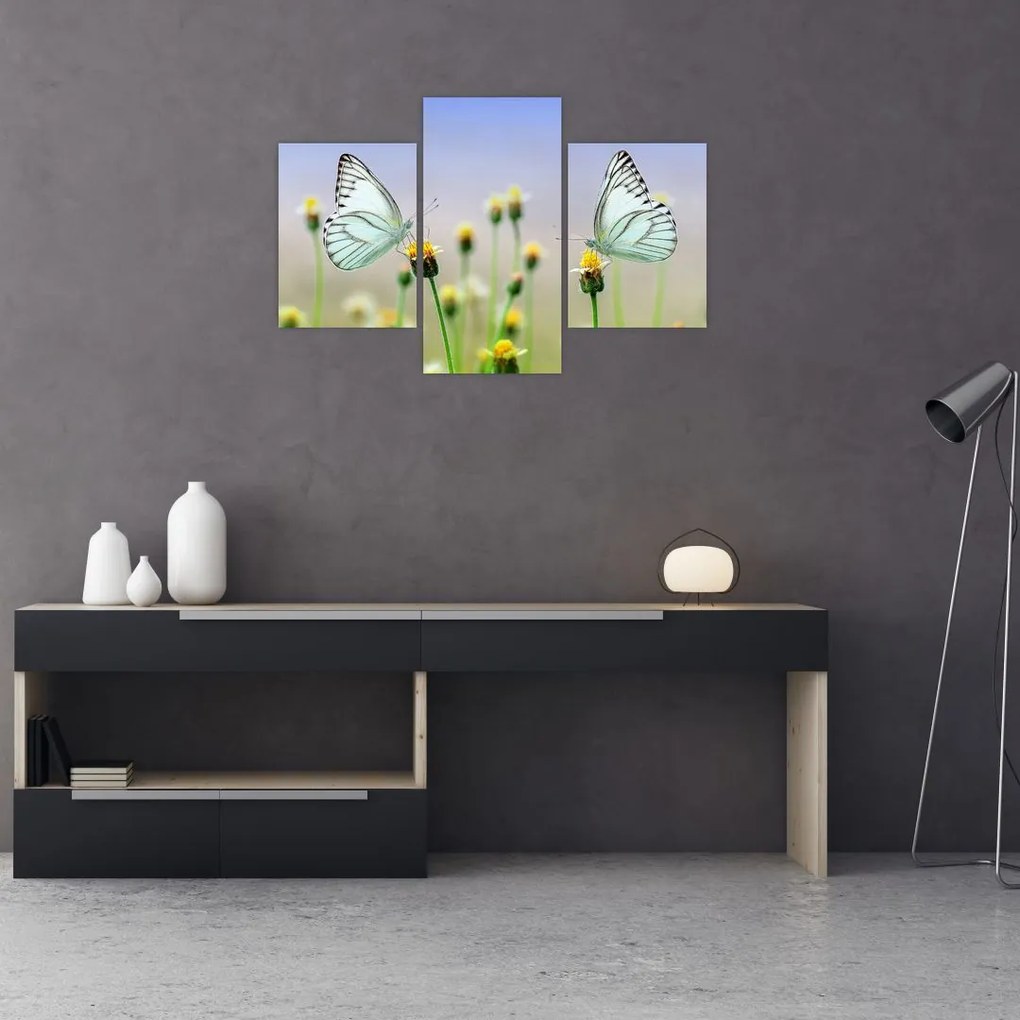 Tablou cu fluture pe floare (90x60 cm)