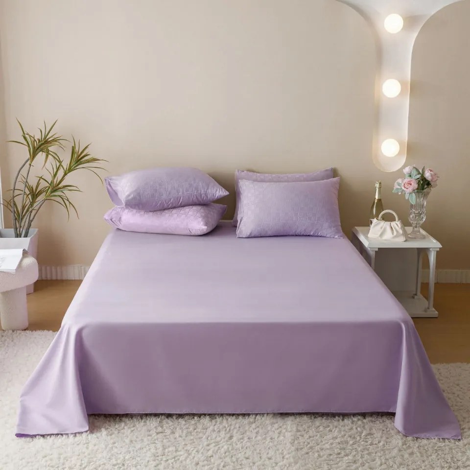 Lenjerie de pat, bumbac tip jacquard finetat, lila, 6 piese, Jo-Jo Home, JJ-04