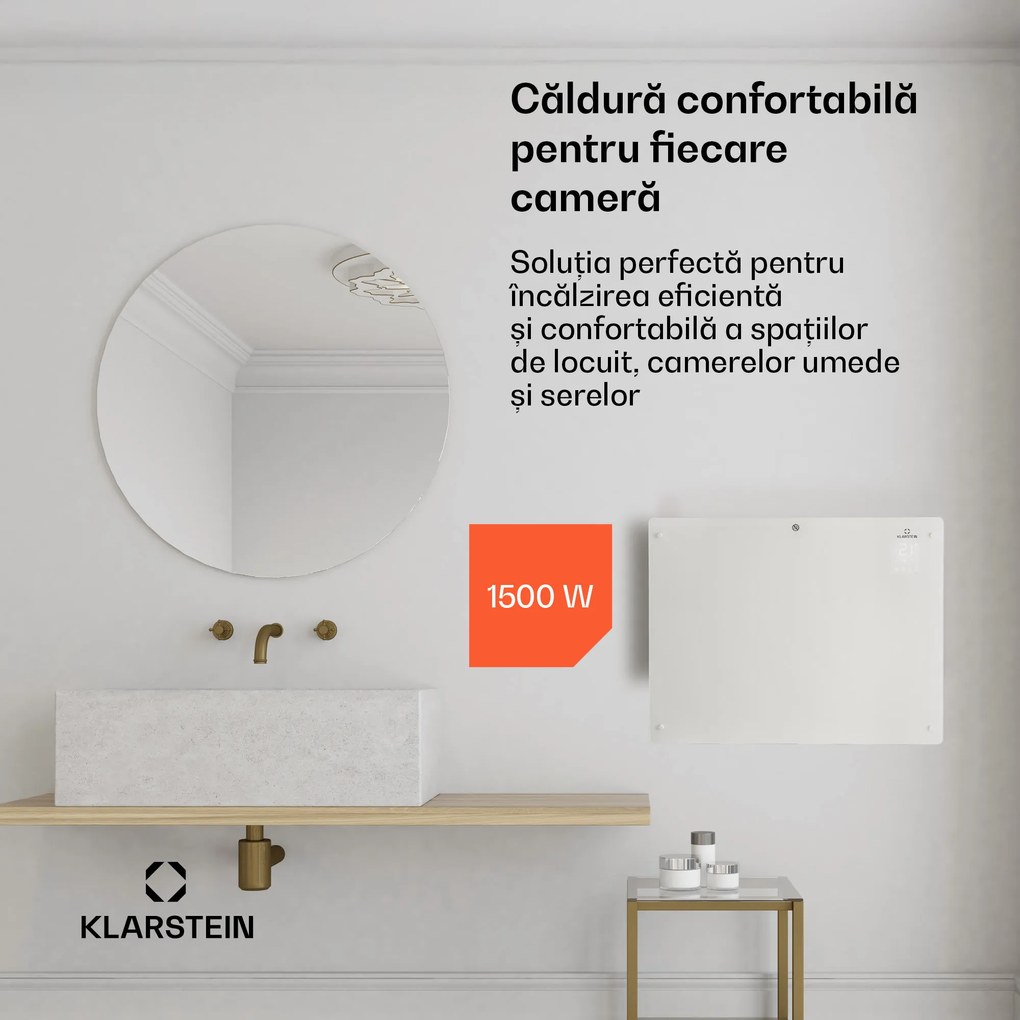 Klarstein Bansin Crystal Smart, radiator cu convector, 1500 W, 5 - 50 °C, control prin aplicație