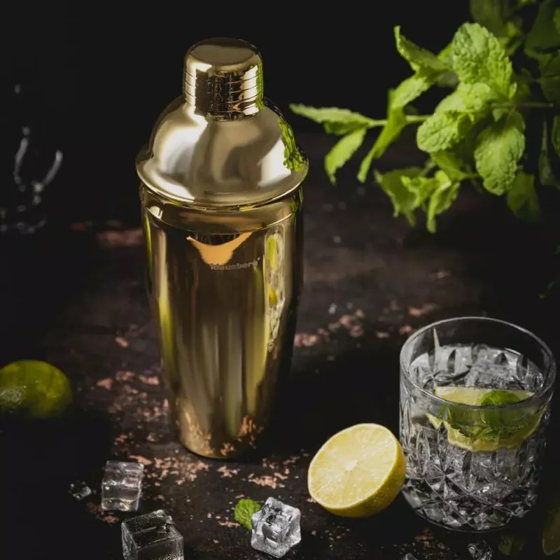 Shaker pentru cocktailuri Klausberg KB 7649, 750 ml, cu finisaj oglindă, auriu