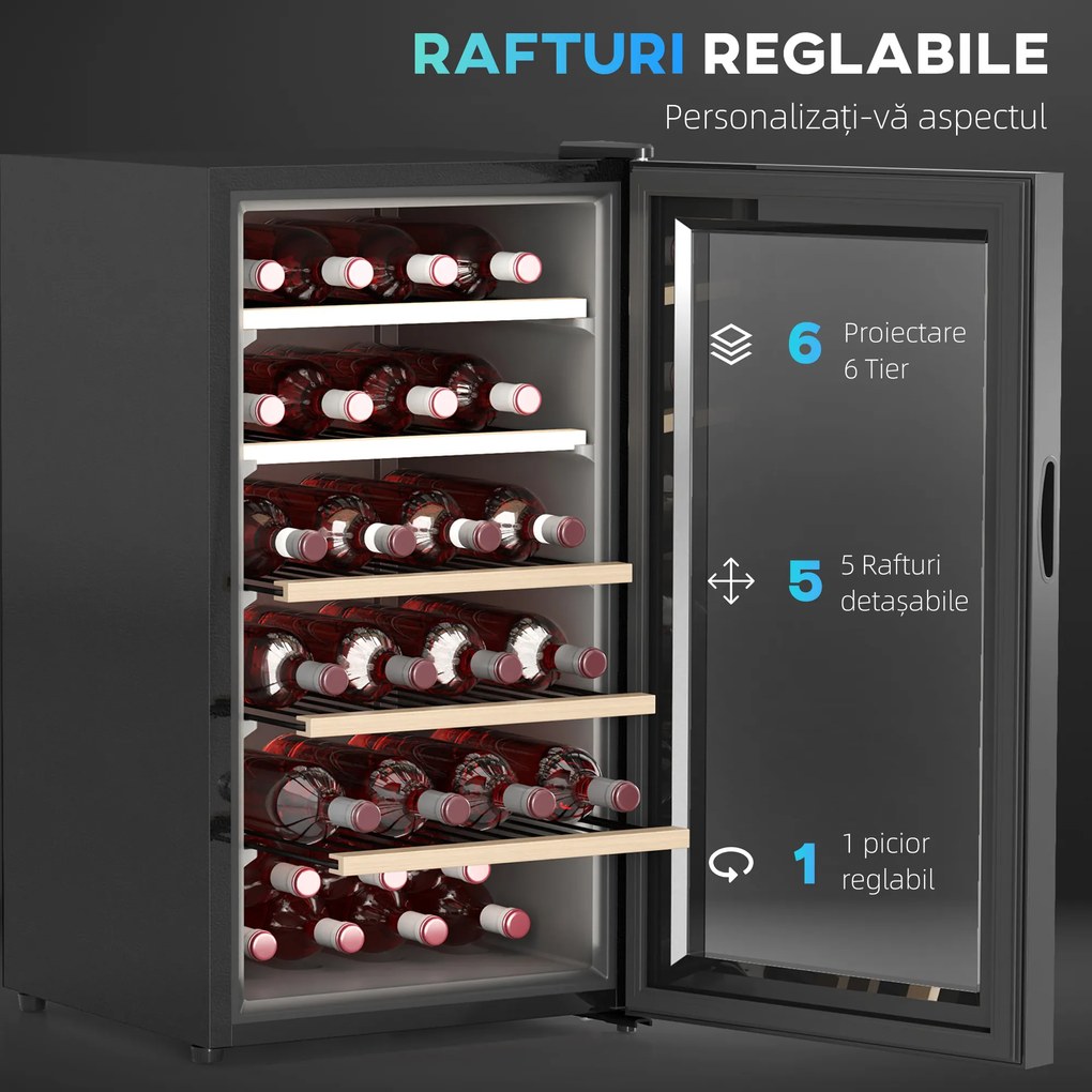 HOMCOM Frigider Vin pentru 41 de Sticle cu Temperatură Reglabilă Negru | Aosom Romania