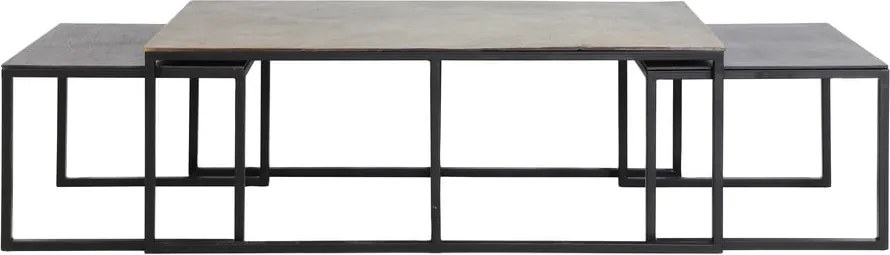 Măsuțe de cafea negre/în culoarea bronz 3 buc. din metal 50x120 cm Kumalu – Light &amp; Living