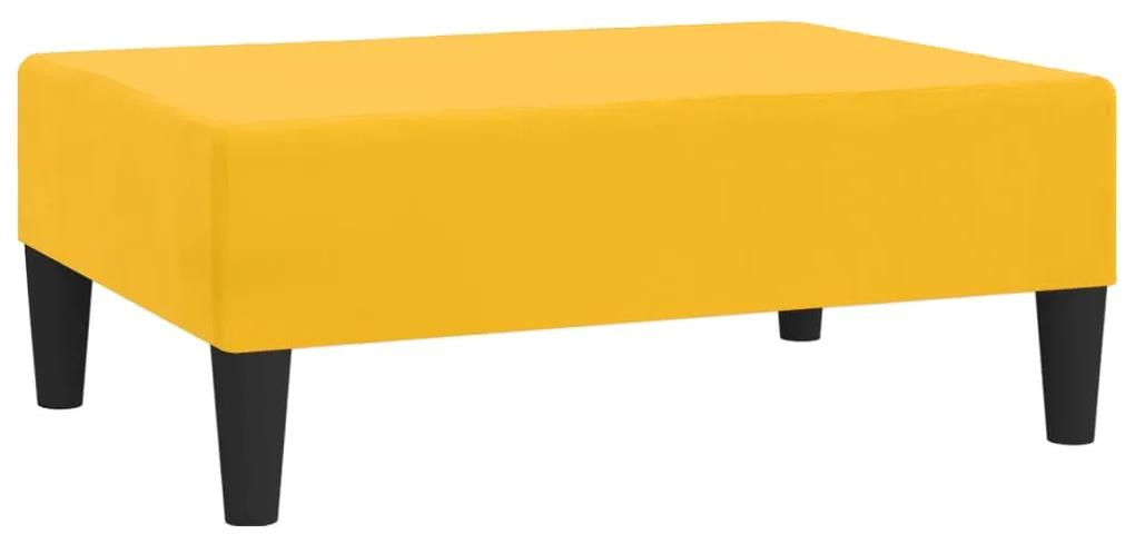 Canapea extensibila 2 locuri, 2 pernetaburet, galben, catifea Galben, Cu scaunel pentru picioare