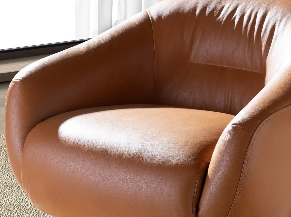 Fotoliu pivotant design LUX, Piele naturala, Cowhide maro