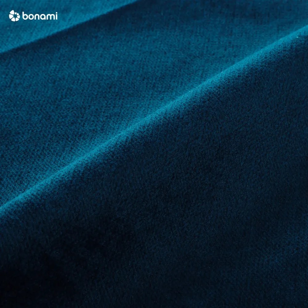 Colțar albastru extensibil/cu spațiu de depozitare cu tapițerie din catifea (cu colț pe partea dreaptă/în formă de ”L”) Anton – ELTAP