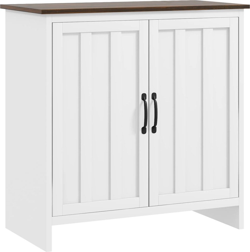 HOMCOM Bufet Modern pentru Bucătărie, Mobilier cu 2 Uși și Raft Reglabil din Lemn, 80x39,7x80 cm, Alb | Aosom Romania
