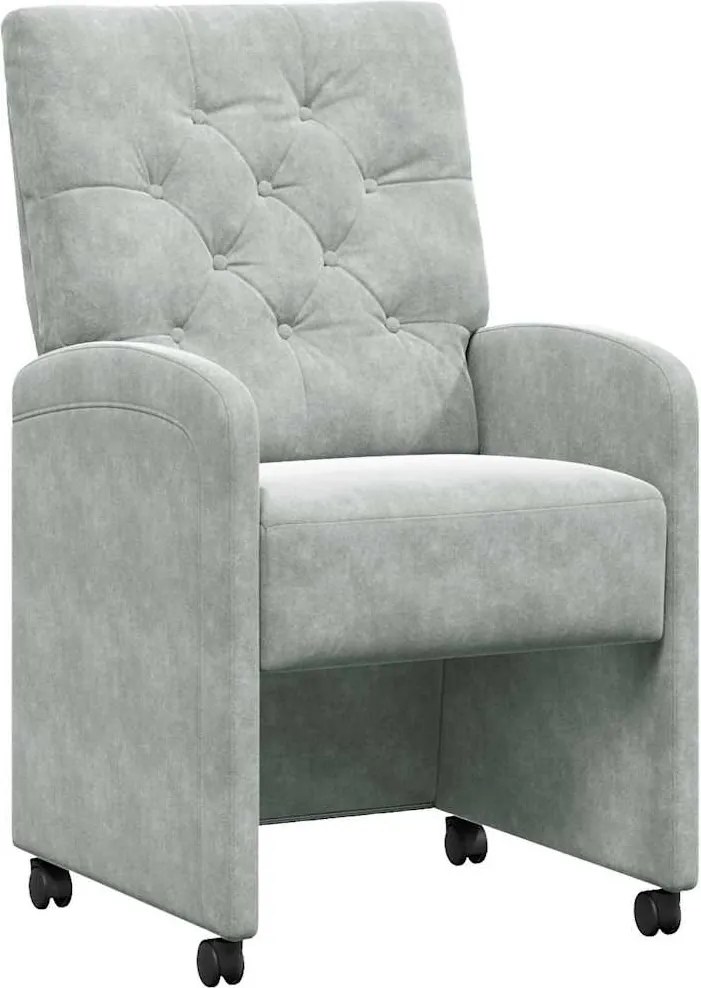 vidaXL Scaune de dining cu roți 2 pcs Gri deschis 58 x 67 x 97 cm