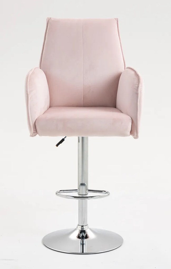 HR280W Scaun Roz din Catifea cu Bază Cromata