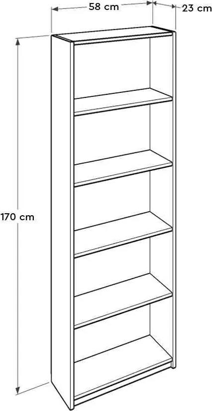 Biblioteca Adore Nurdan, 5 rafturi, 58x170x23 cm