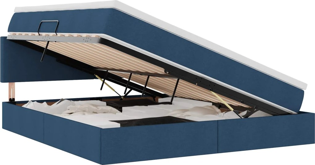 vidaXL Pat cu saltea și LED cu saltea albastru 180 x 200 cm țesătură