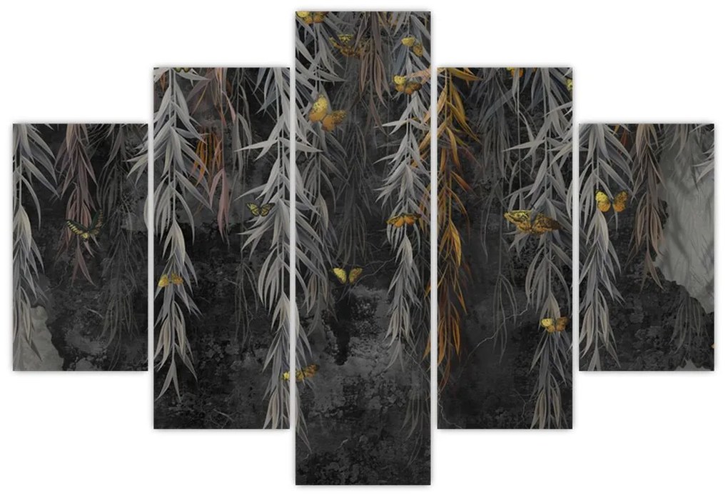 Tablou - Crenguțe de salcie, fundal negru (150x105 cm)