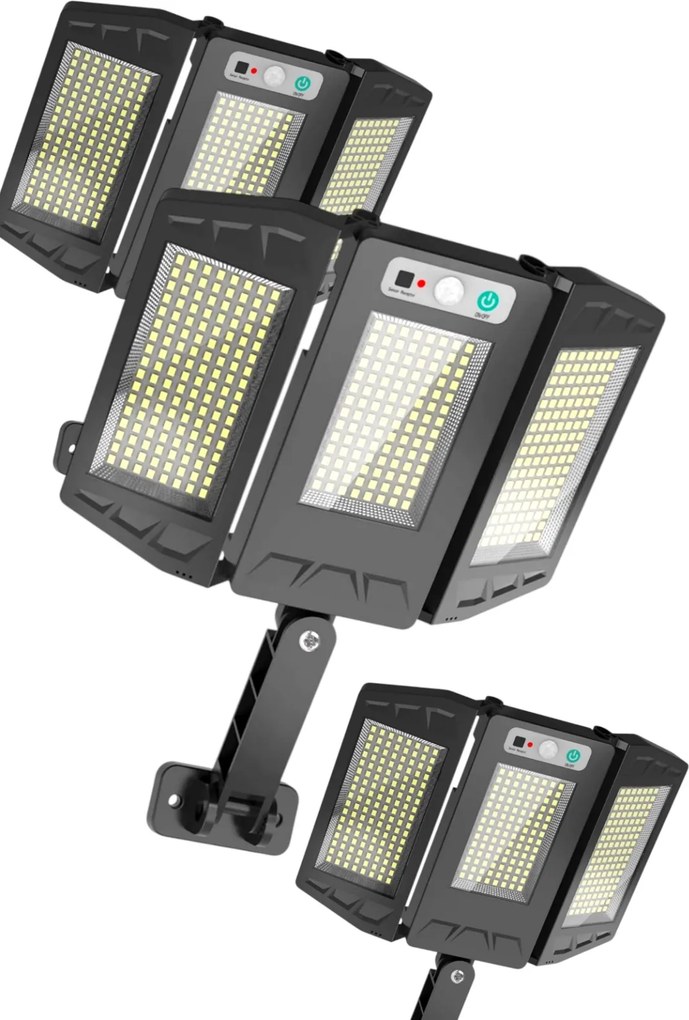 Set 3 bucati Lampa Tripla Solara de Perete cu Senzor de Miscare