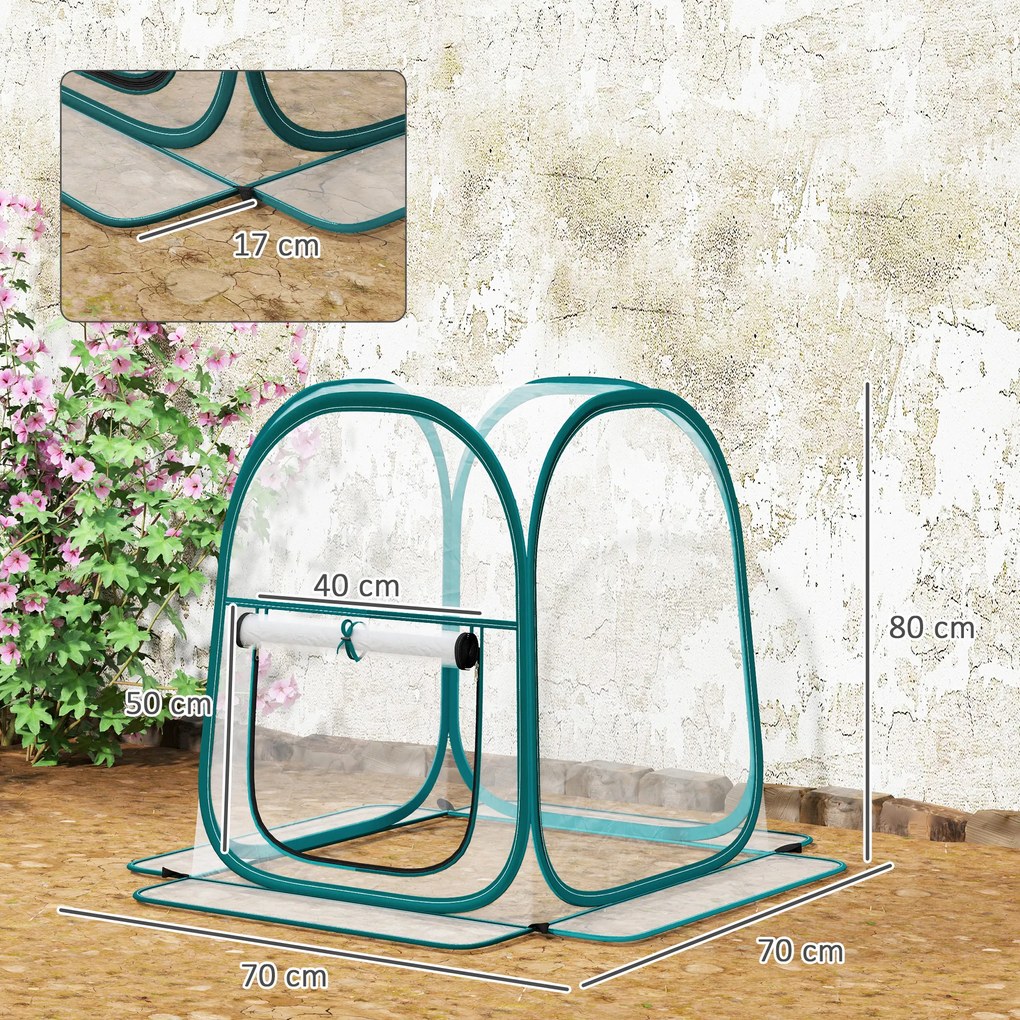 Outsunny Seră Mică Portabilă cu Design Pop-up și Geantă de Depozitare, 70x70x80 cm, Transparent | Aosom Romania