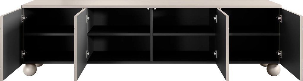 Comodă TV Sonatia II 200 cm cu patru uși pe picioare rotunde - casmir