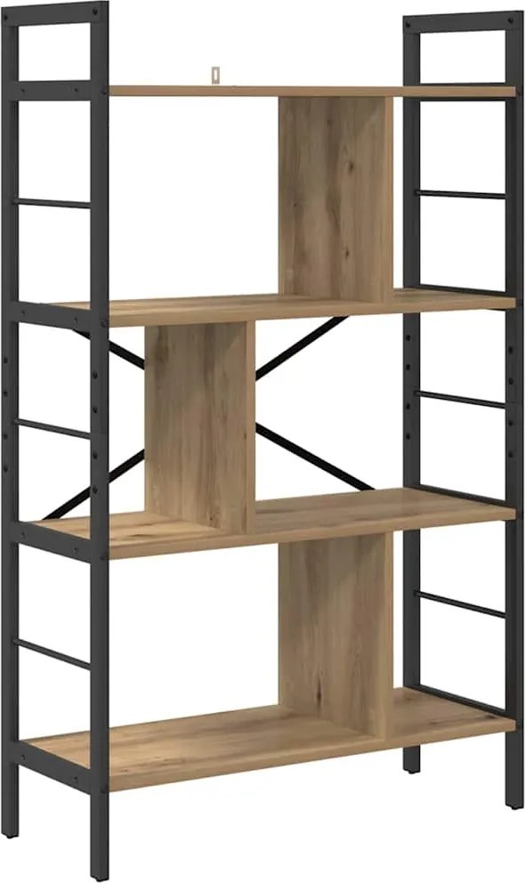 vidaXL Raft pentru cărți Stejar Artizanal 75 x 30 x 123,5 cm