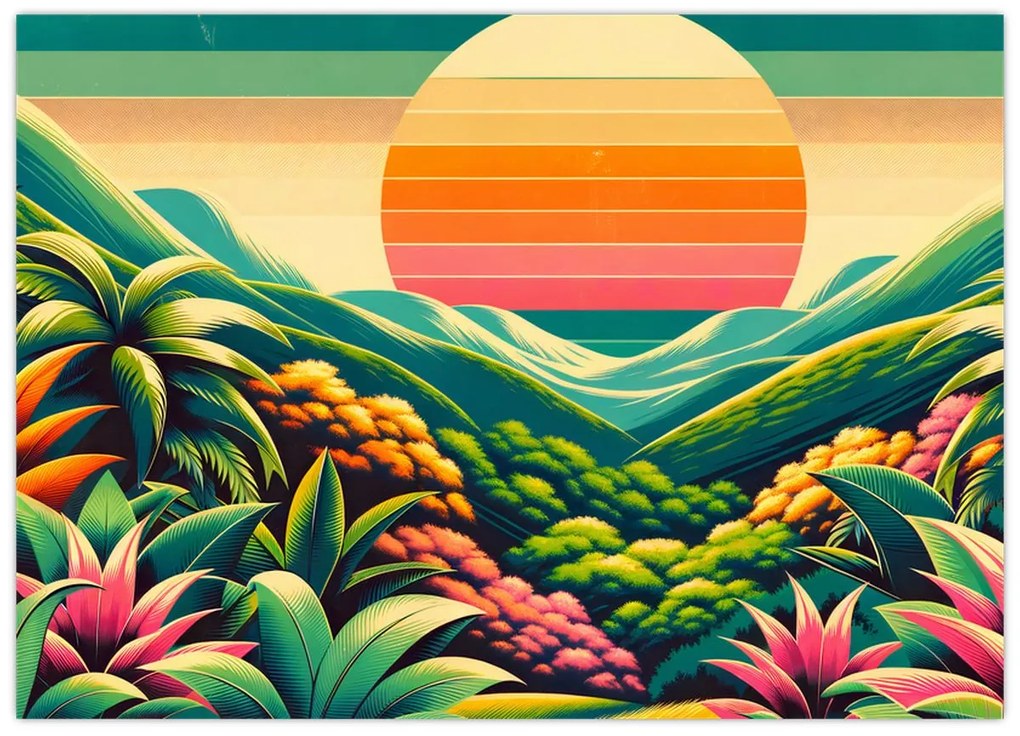 Tablou - Apus de soare multicolor (70x50 cm)