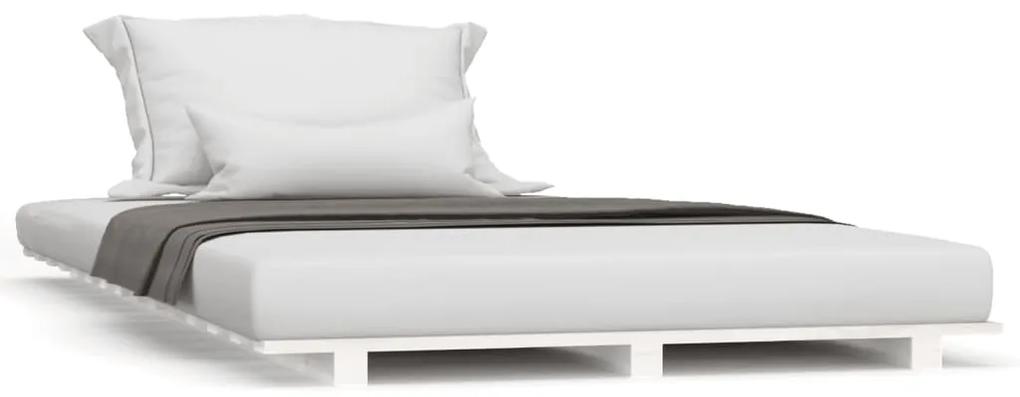 824594 vidaXL Cadru de pat, alb, 75x190 cm, lemn masiv de pin