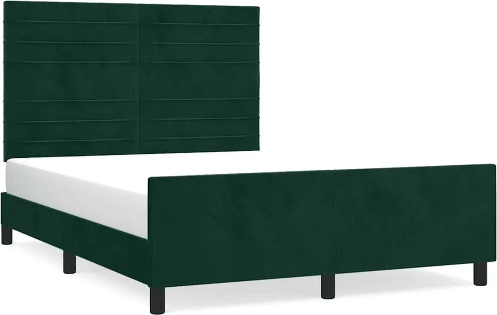 vidaXL Cadru de pat fără saltea, verde închis, 140x200 cm, catifea