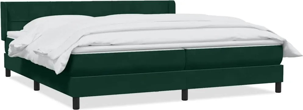 vidaXL Pat box spring cu saltea, verde închis, 180x220 cm, catifea