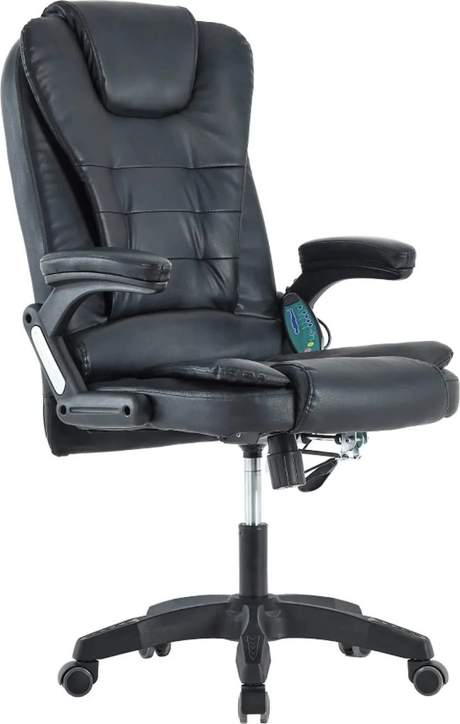 Scaun de birou TYLER NEW, negru, piele ecologica/plastic, 65x71x110/12