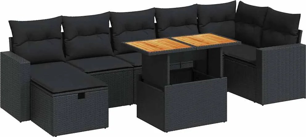 vidaXL Set mobilier de grădină cu perne, 5 piese,poliratan/lemn acacia