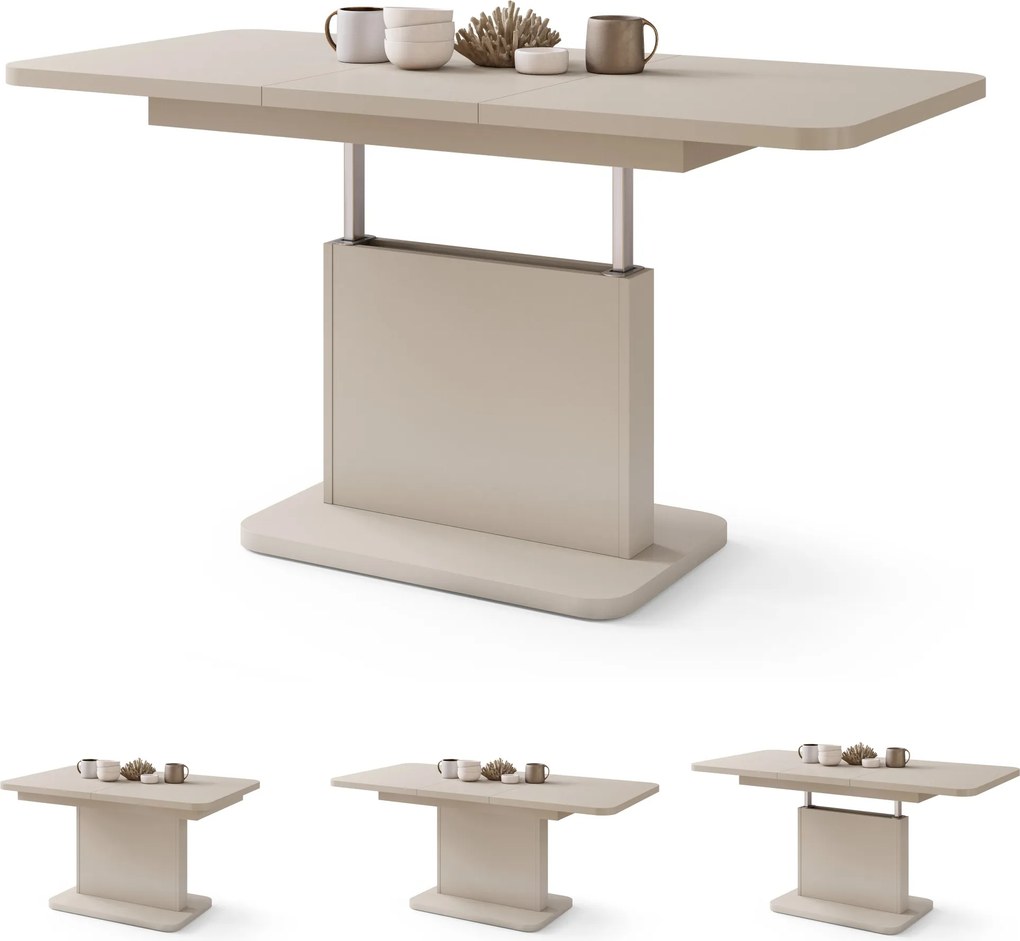 Mazzoni ASTON MINI-Z Bej (Șampanie) - MĂSUȚĂ DE CAFEA MODERNĂ EXTENSIBILĂ REGLABILĂ PE ÎNĂLȚIME MASĂ TRANSFORMABILĂ
