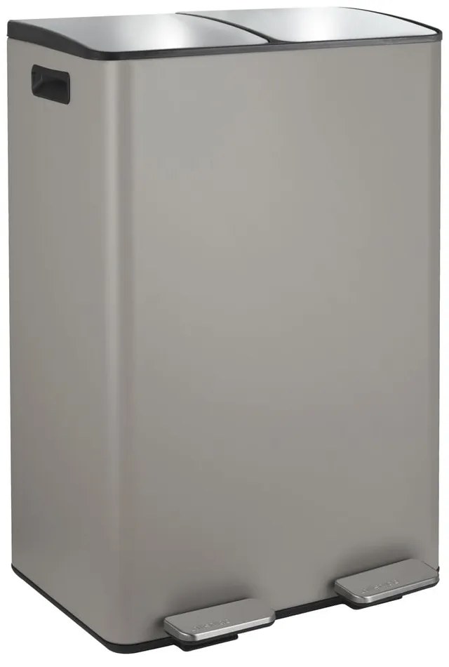 Coș de gunoi taupe pentru reciclare/cu pedală 2x30 l din oțel Aliya – Spirella