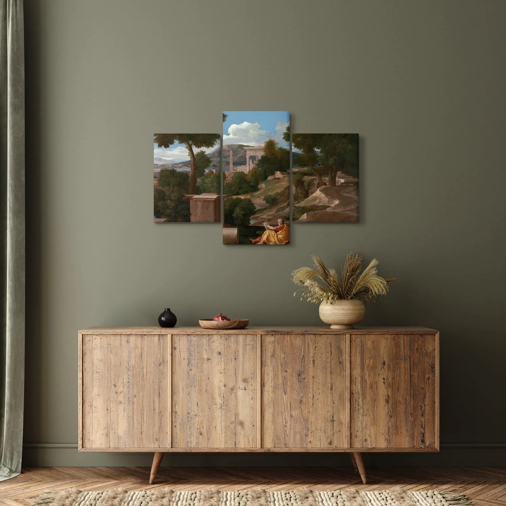 Tablou - Nicolas Poussin, Landscape with Saint John on Patmos, reproducere (90x60 cm)