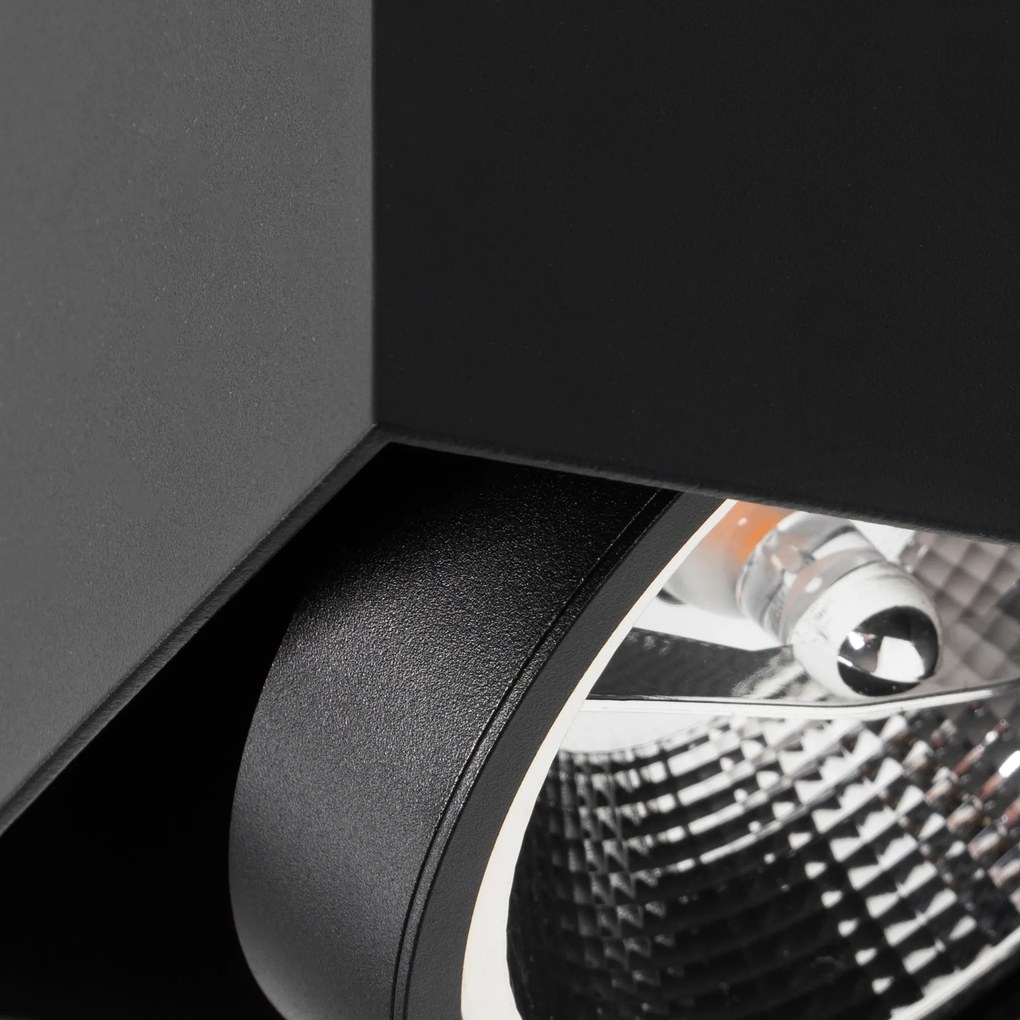 Spotlight de design negru pătrat AR111 - Box