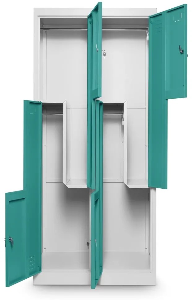 Dulap metalic Z, 80 x 50 x 180 cm, încuietoare cu cilindru, verde - RAL 6033