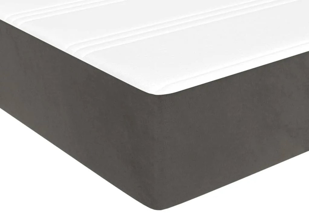 Pat box spring cu saltea, gri inchis, 100x200 cm, catifea Morke gra, 35 cm, 100 x 200 cm