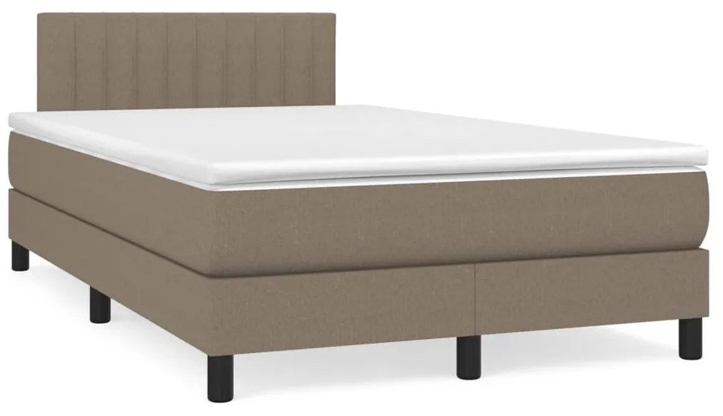 vidaXL Pat box spring cu saltea, taupe, 120x190 cm material textil