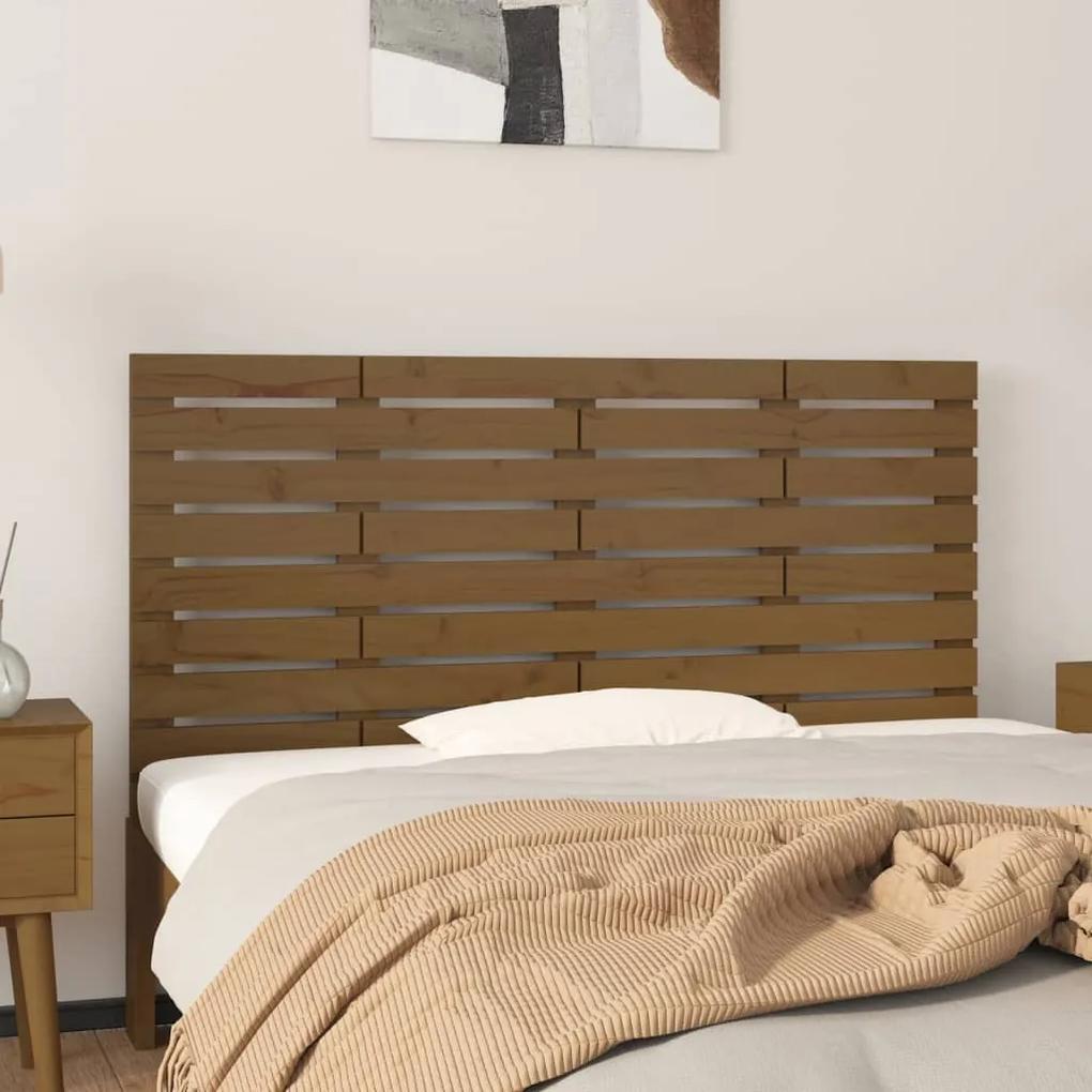 824736 vidaXL Tăblie de pat pentru perete, maro miere, 146x3x63 cm, lemn pin