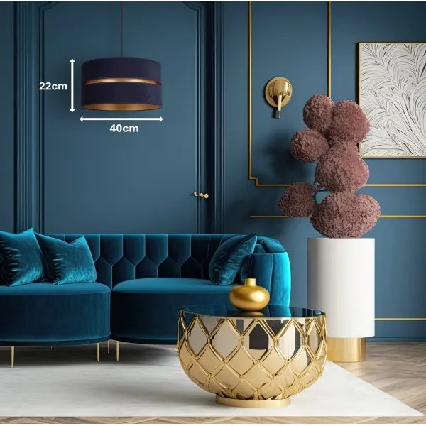 Lustră pe cablu Duolla DUO 1xE27/15W/230V d. 40 cm albastru/auriu