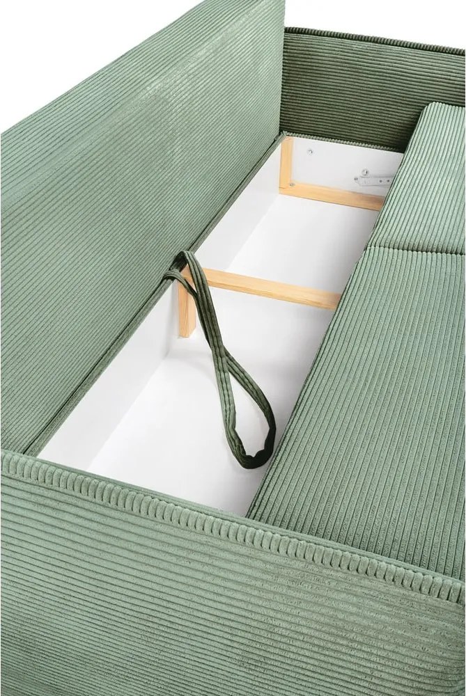 Canapea verde-deschis extensibilă cu tapițerie din catifea reiată 218 cm Tori – Bonami Selection