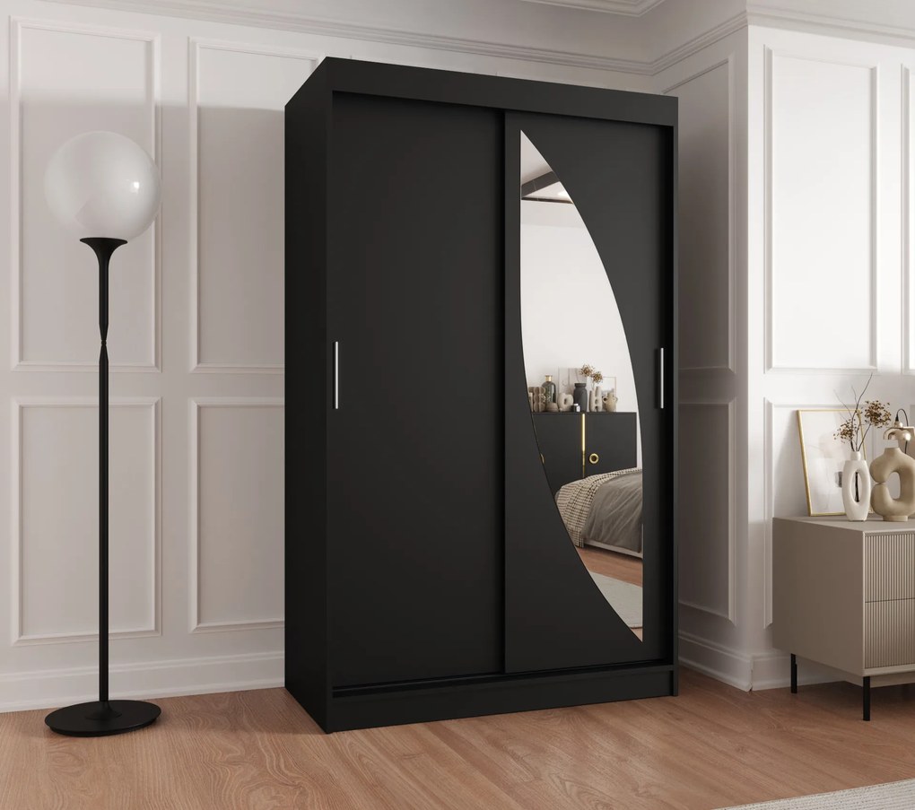 Dulap de haine 120 cm Milain (Negru). 1125996