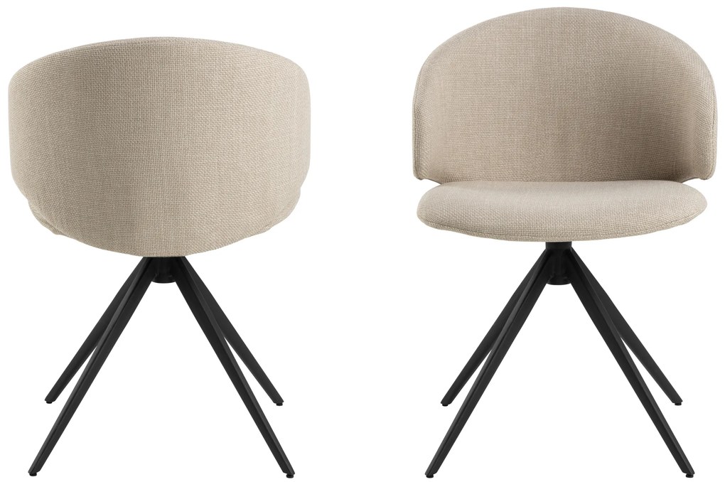 MAZZONI EXPORT NELA Bej (material Basel 24)/picioare negre - SCAUN MODERN ÎMPLĂTIT ROTATIV TAPIȚAT PENTRU SALON/LIVING/BIROU BOHO