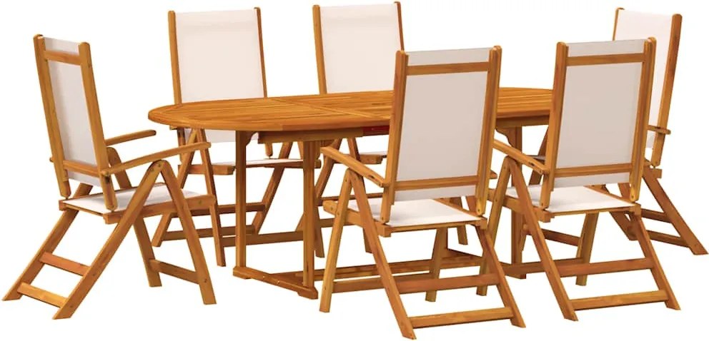 vidaXL Set mobilier de grădină, 7 piese, lemn masiv acacia/textilenă