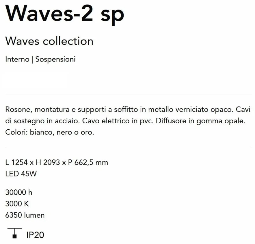 Lustra LED suspendata Waves-2 sp aurie