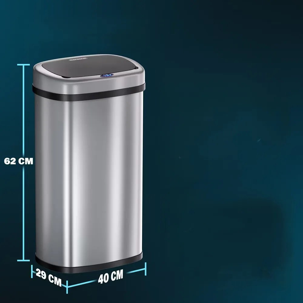 Deuba Coș de gunoi pătrat fără atingere cu USB 50 L - argintiu