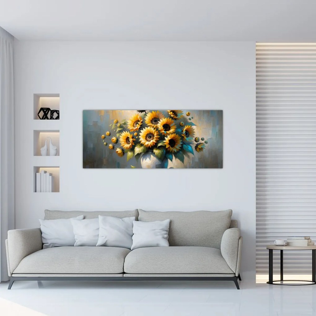 Tablou – Vază cu floarea-soarelui (120x50 cm)