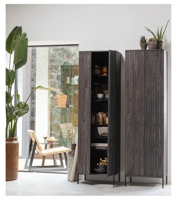 Șifonier maro cu aspect de lemn de frasin 60x210x42 cm Gravure – WOOOD