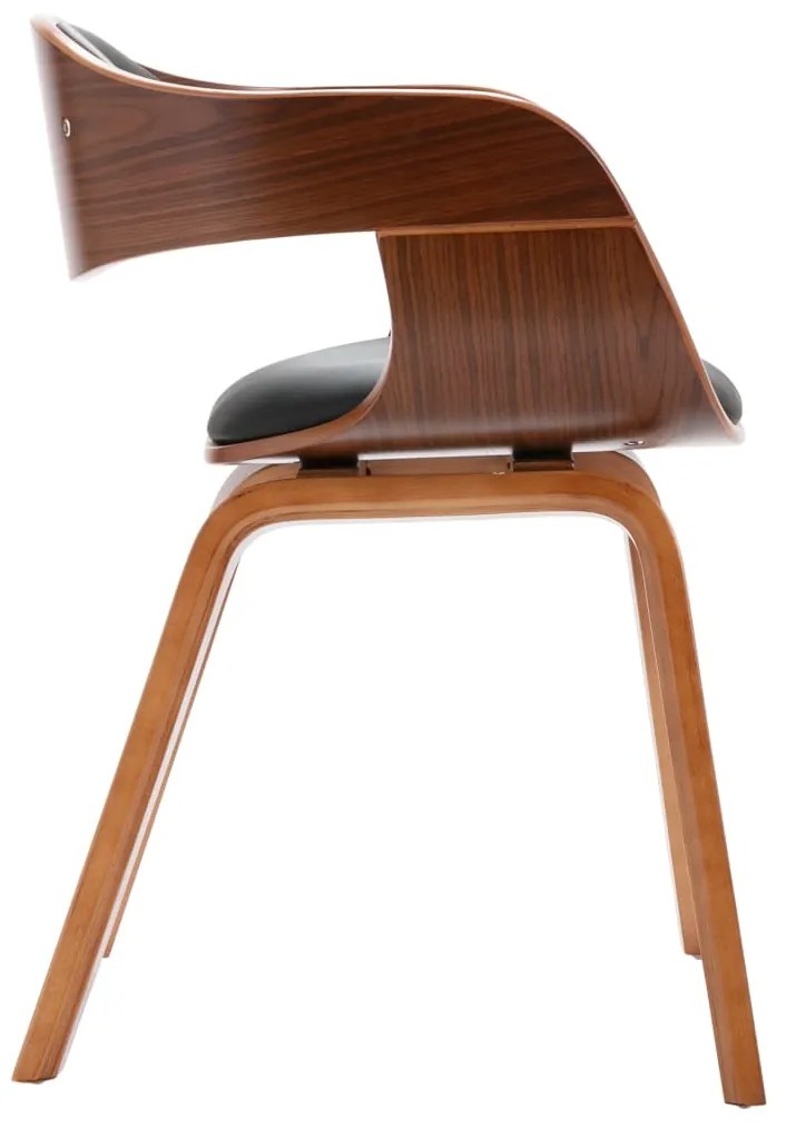 Scaune de bucatarie, 6 buc., lemn curbat si piele ecologica 6, maro inchis si negru