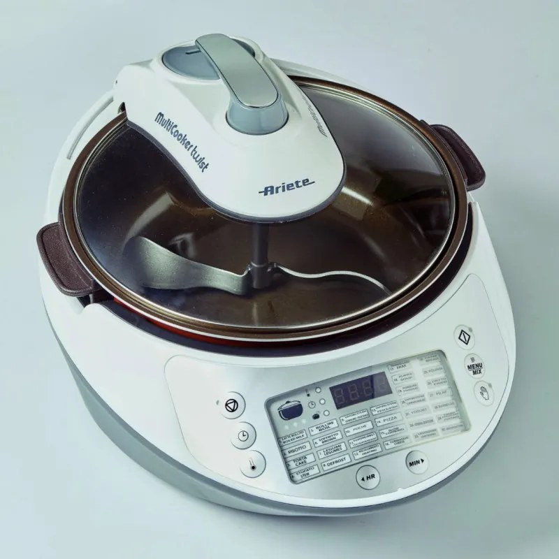 Multicooker Ariete TWIST 2945/00, 1900W, 5 L, 30 programe, 35-180°C, Acoperire antiaderenta, LCD, Alb
