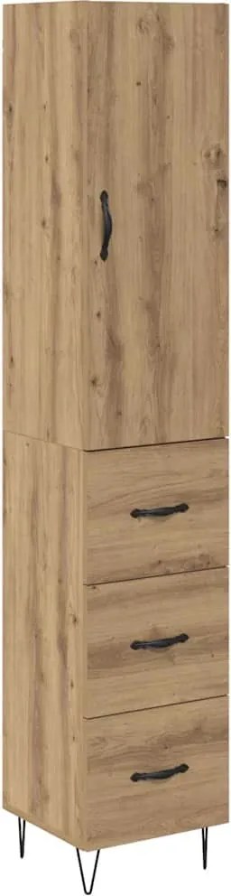 vidaXL Bufet Stejar Artizanal 34,5 x 34 x 90 cm Lemn compozit