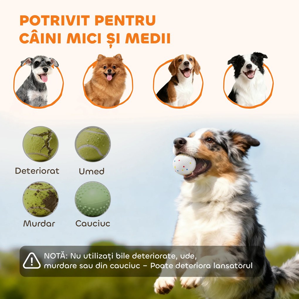 PawHut Lansator Automat de Mingi pentru Câini de Talie Mică și Medie, cu 3 Mingi, 3 Distanțe Reglabile, Verde | Aosom Romania