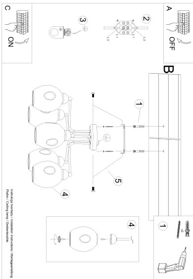 Lustră pe tijă FILLAN 5xE27/60W/230V neagră Sollux SL.1145
